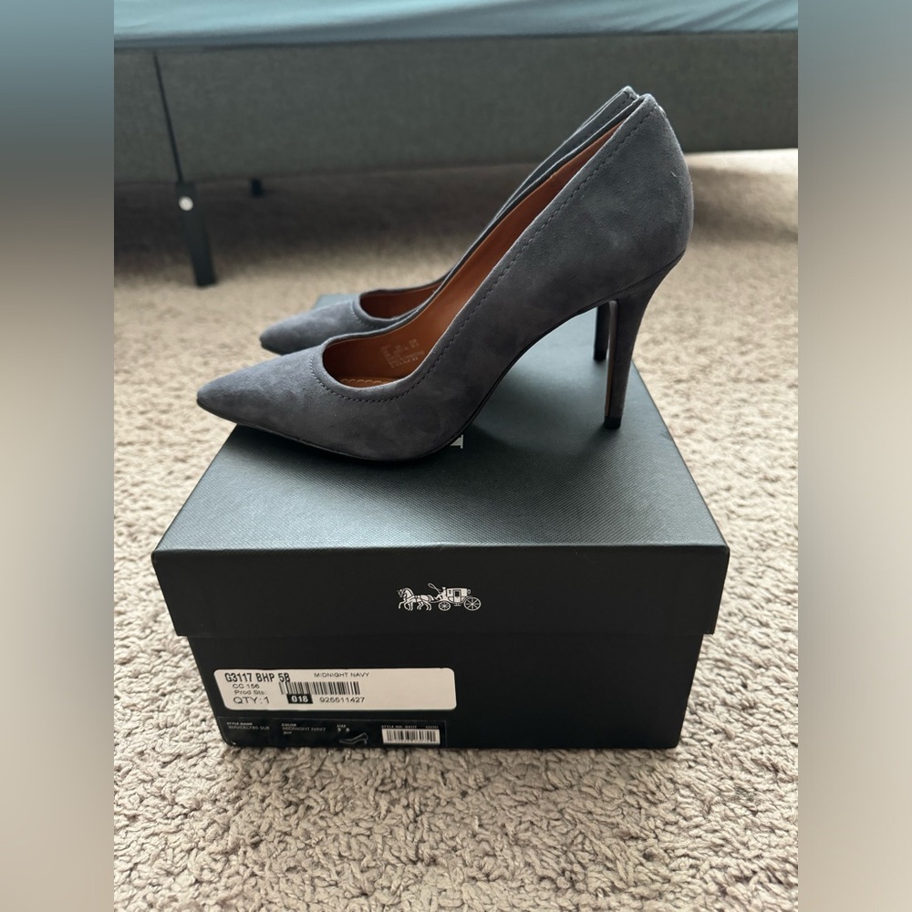 Coach Gray Suede Heels